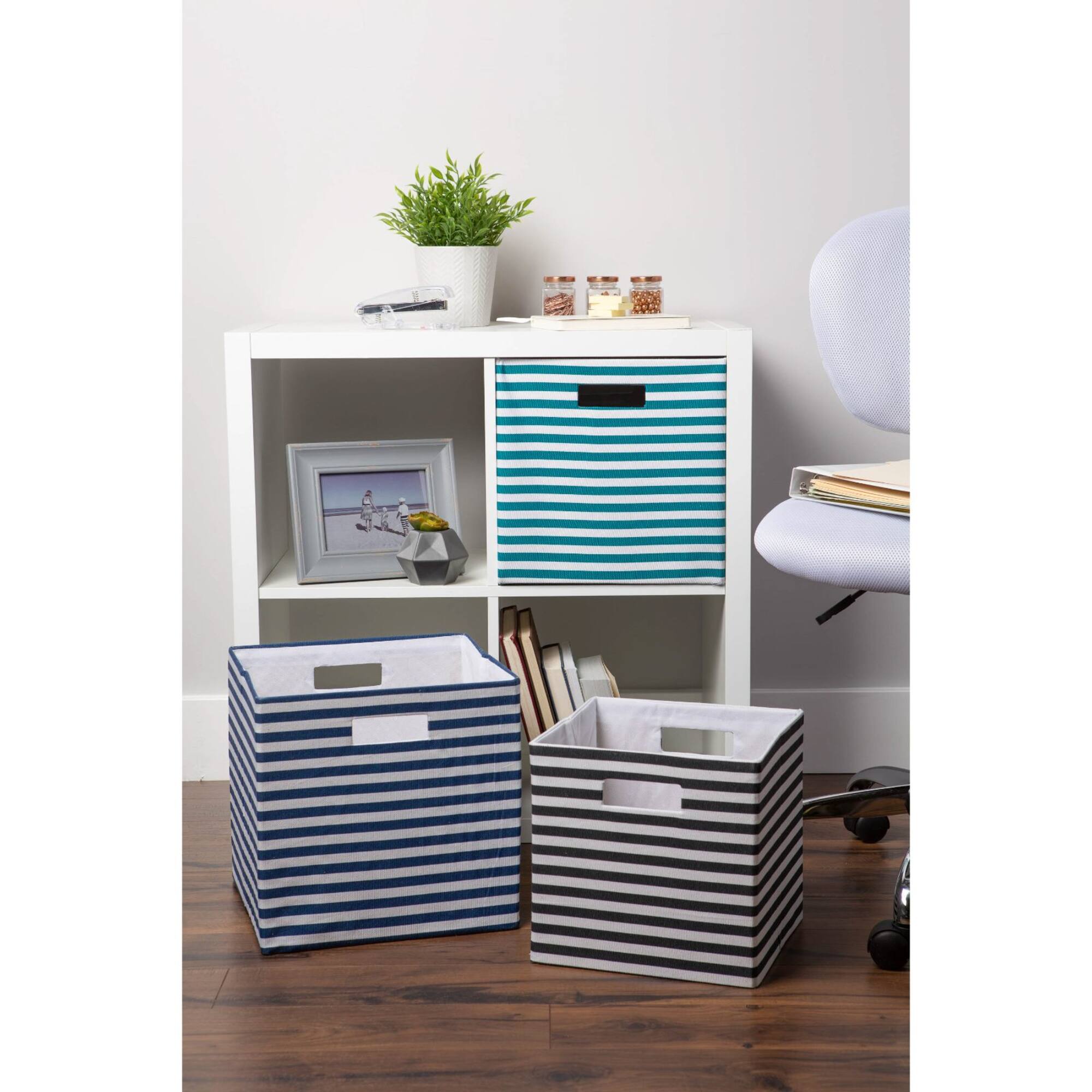 DII® 13" Black Pinstripe Storage Cube